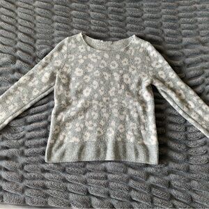 Women's Gray Leopard Print Off-Shoulder Sweater